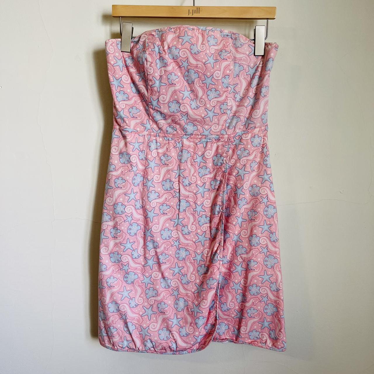 Y2K Vineyard Vines Pastel Seahorse Printed Strapless... - Depop