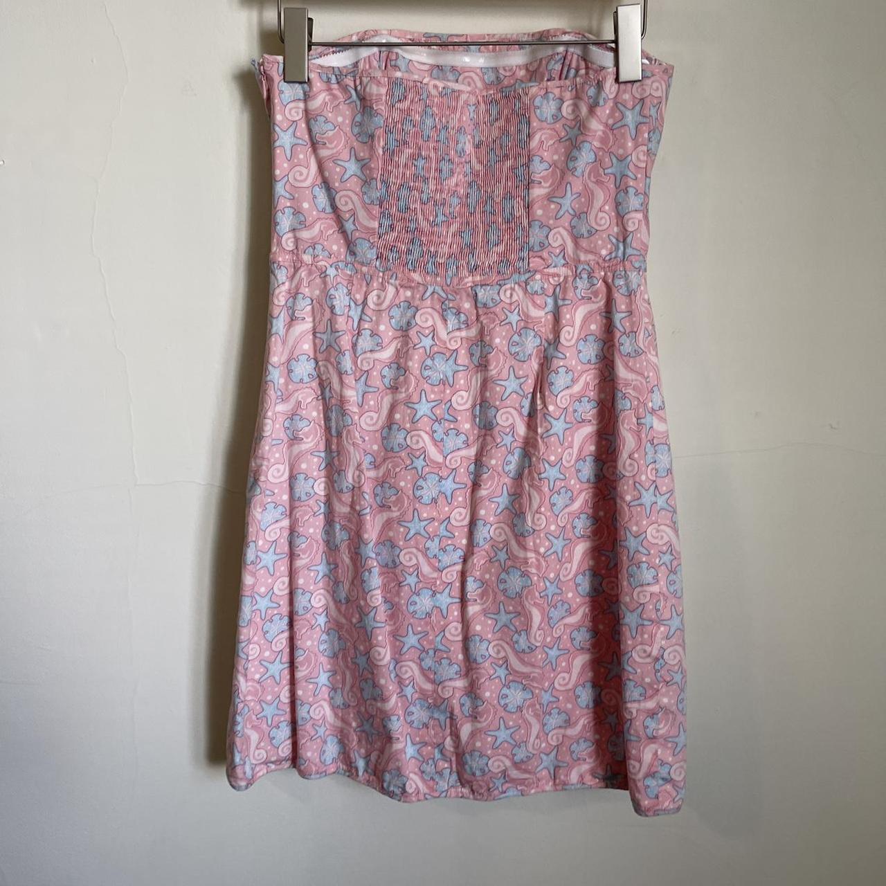 Y2K Vineyard Vines Pastel Seahorse Printed Strapless... - Depop