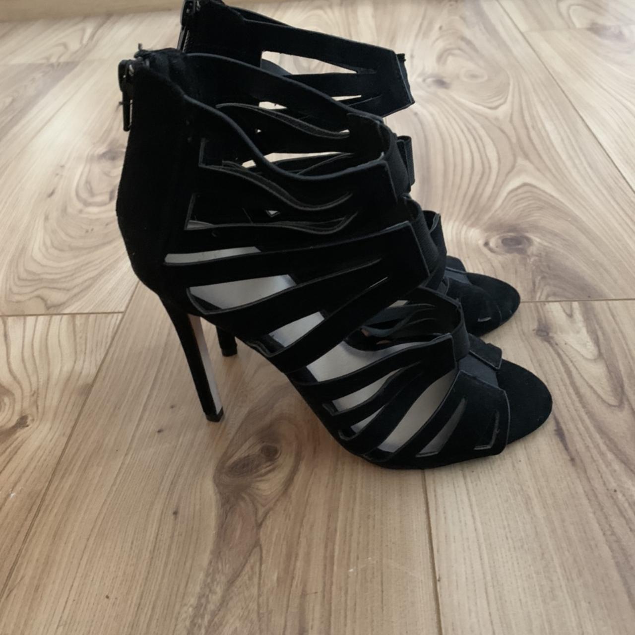 asos black strappy heels