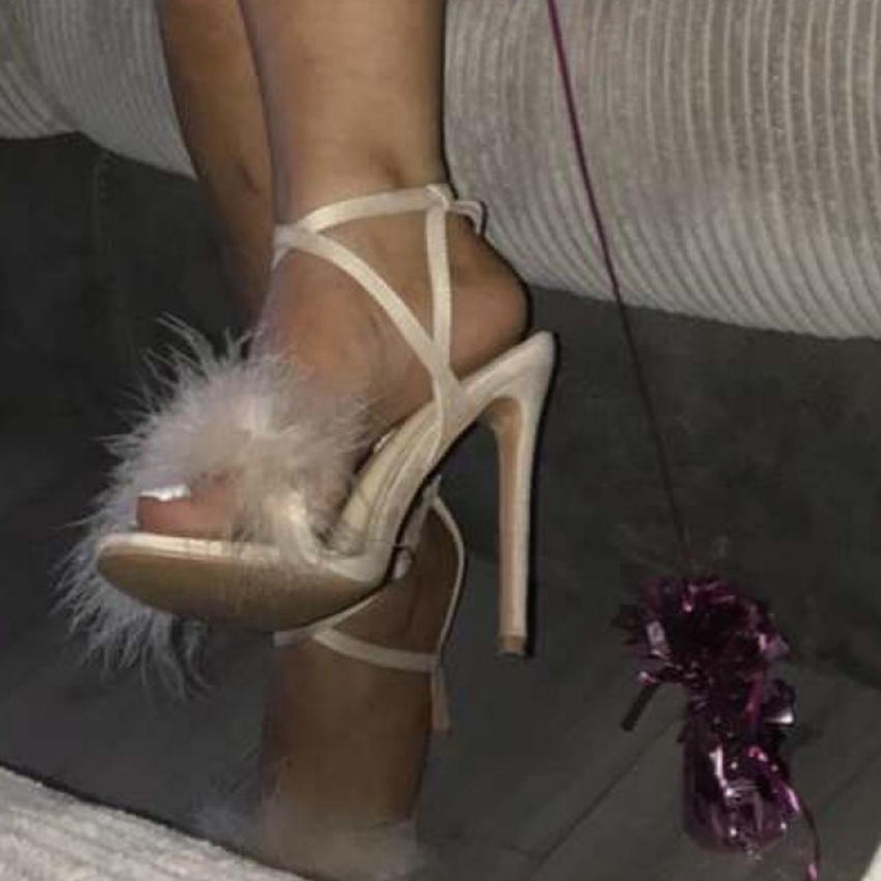 Nude hotsell fluffy heels