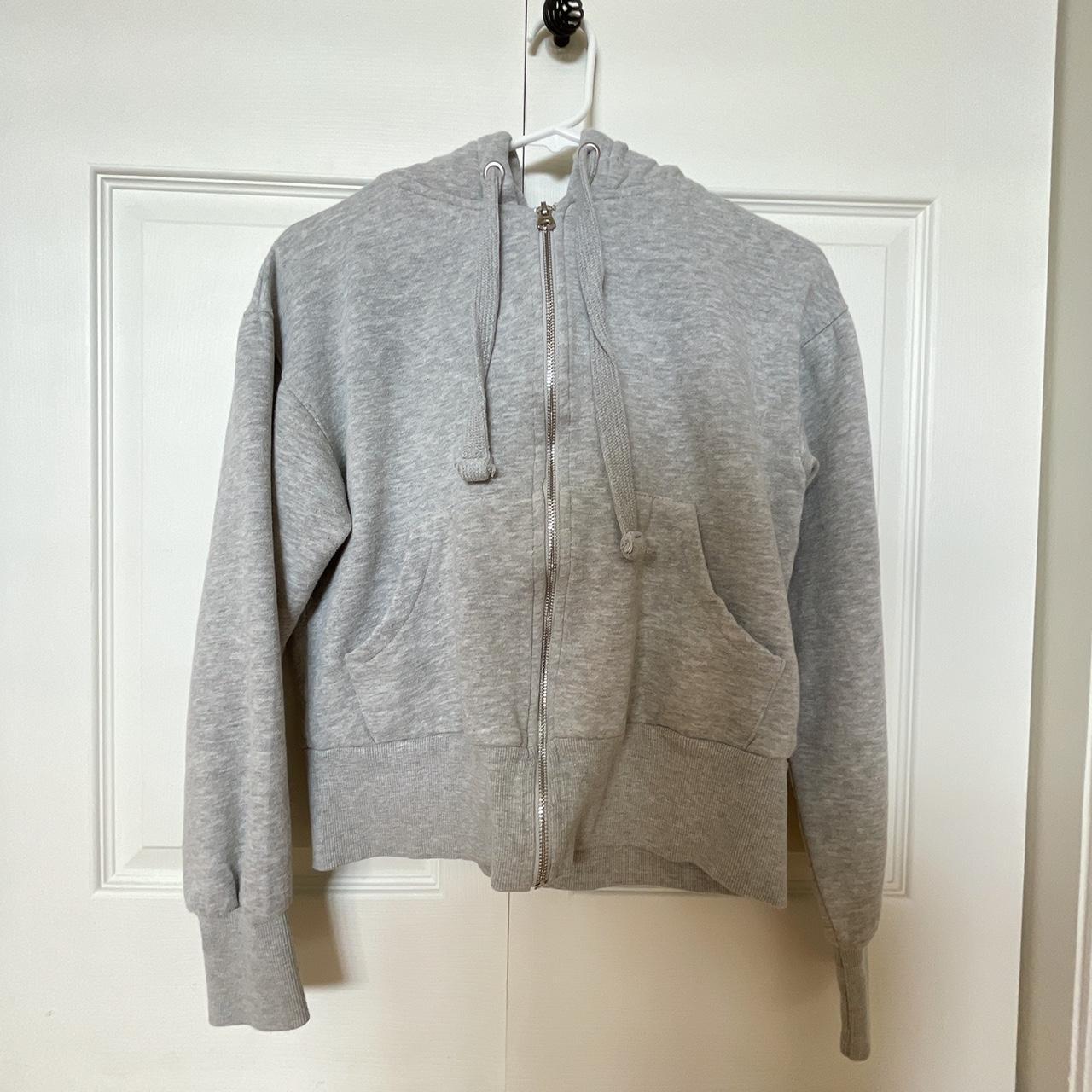 Grey Bershka zip-up hoodie - Size: M - Condition:... - Depop