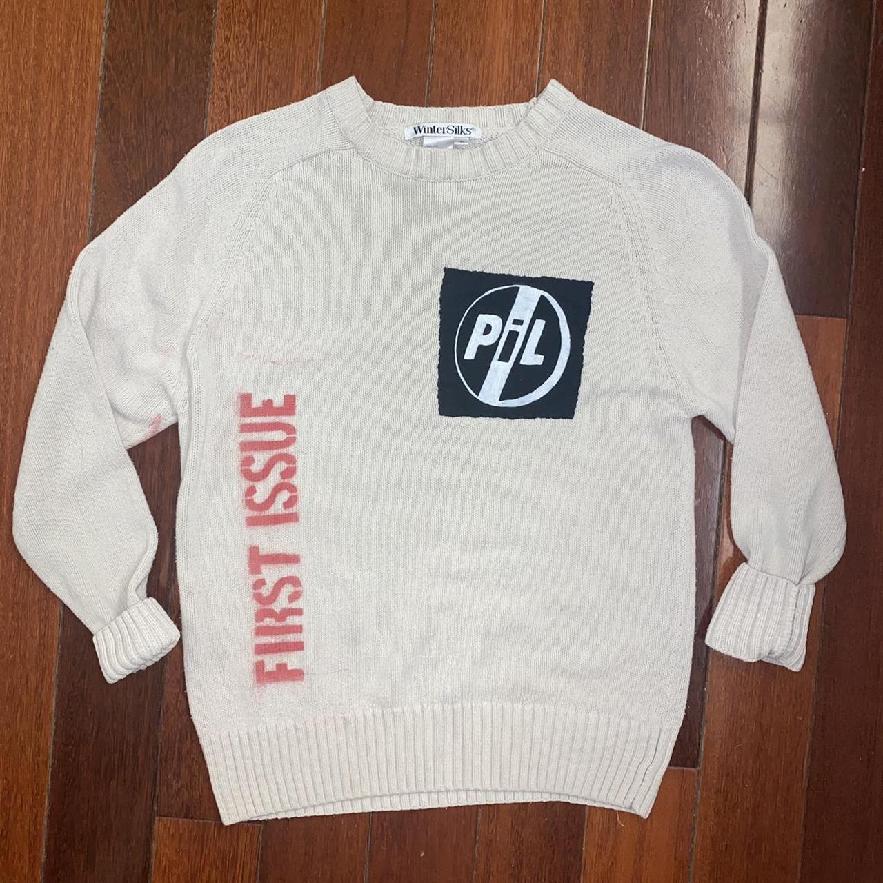 PUBLIC IMAGE LTD CUSTOM KNITTED SWEATER, hand painted...