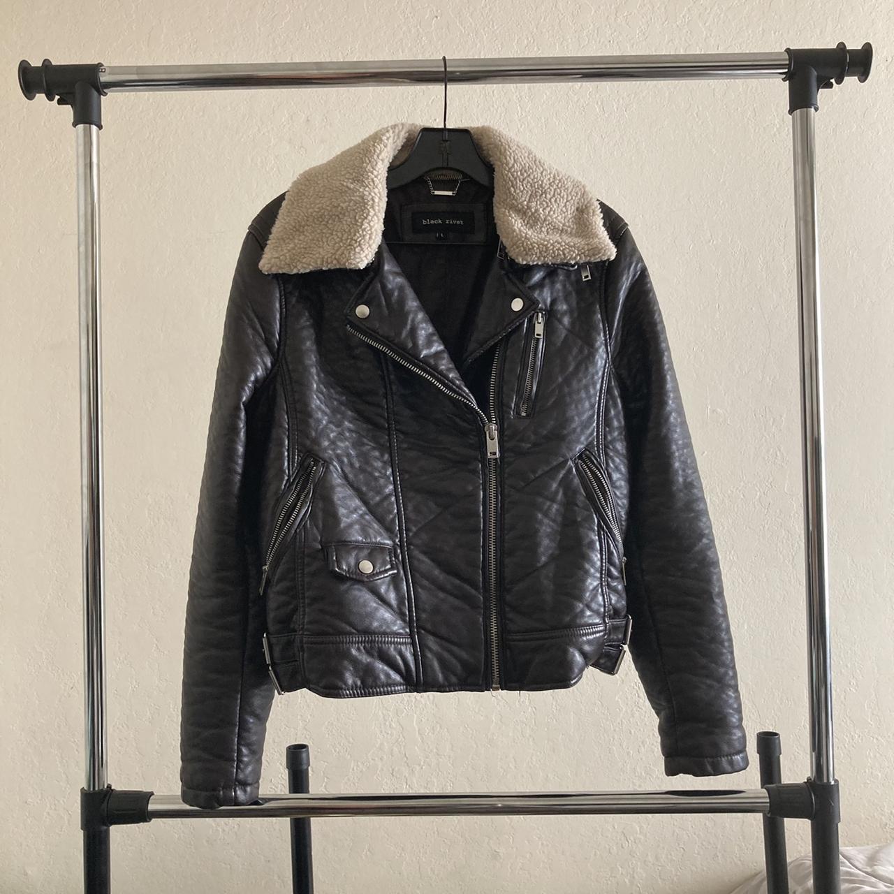 black rivet leather jacket