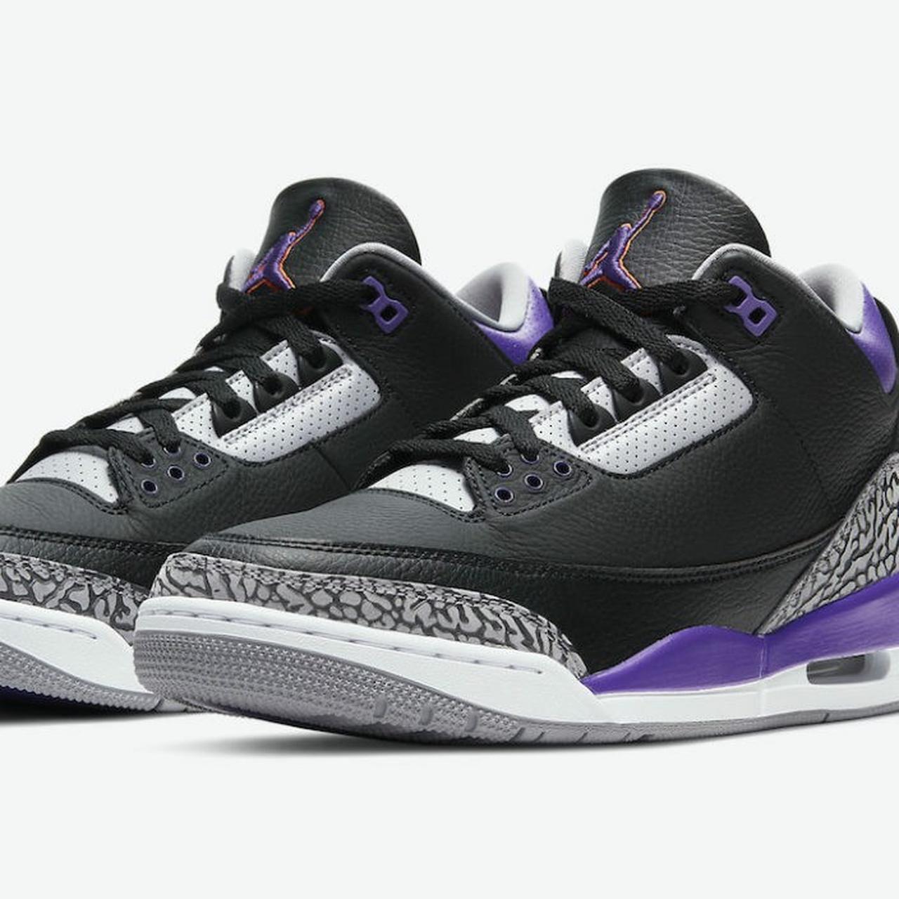 NEW Nike Air Jordan 3 Retro Black Court Purple SIZE:... - Depop