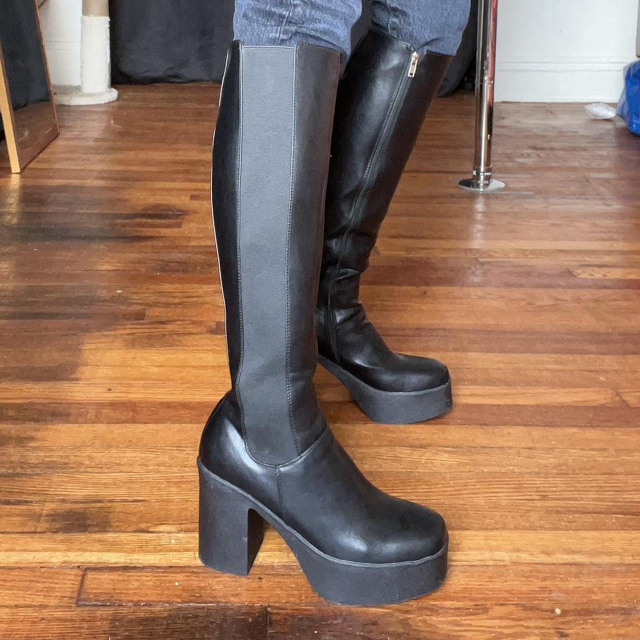 yes boss knee high platform boots