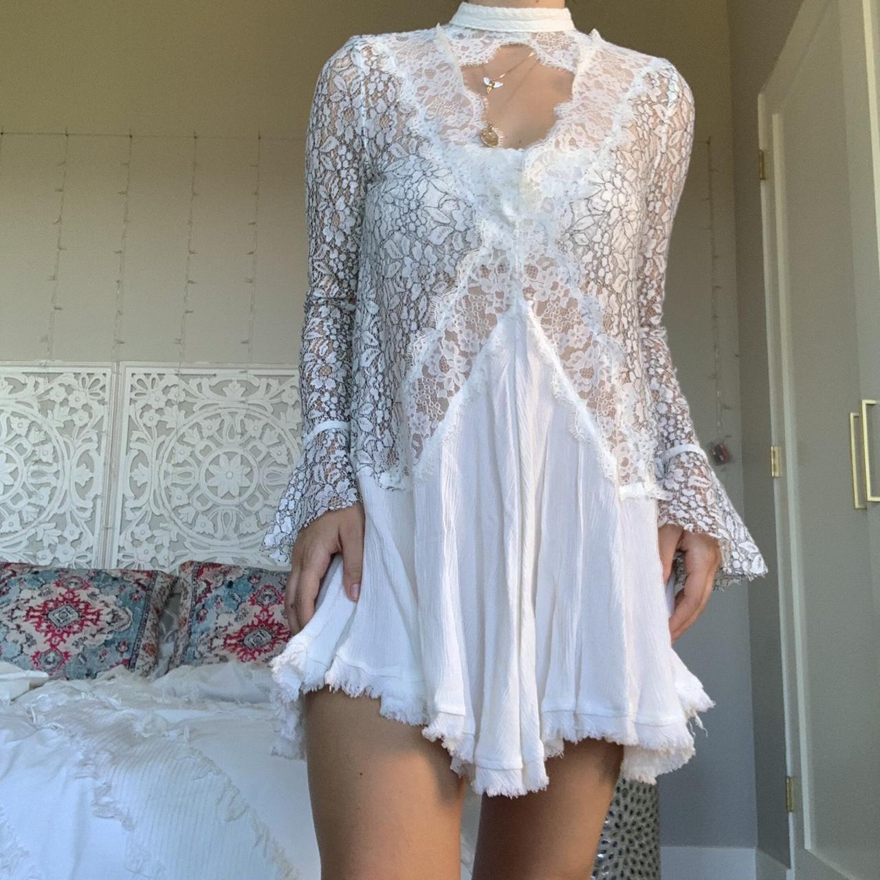 free people tell tale cut-out lace tunic dress. the - Depop