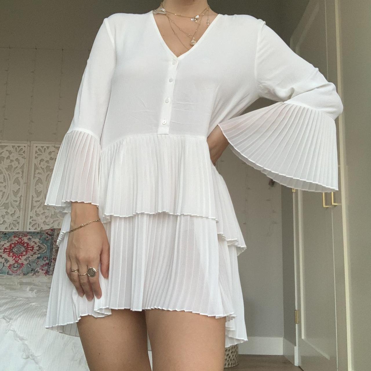 Zara white 2024 dress pleated