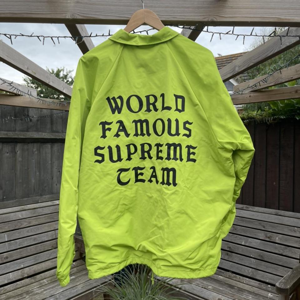 Supreme lime green coach jacket -Really good... - Depop