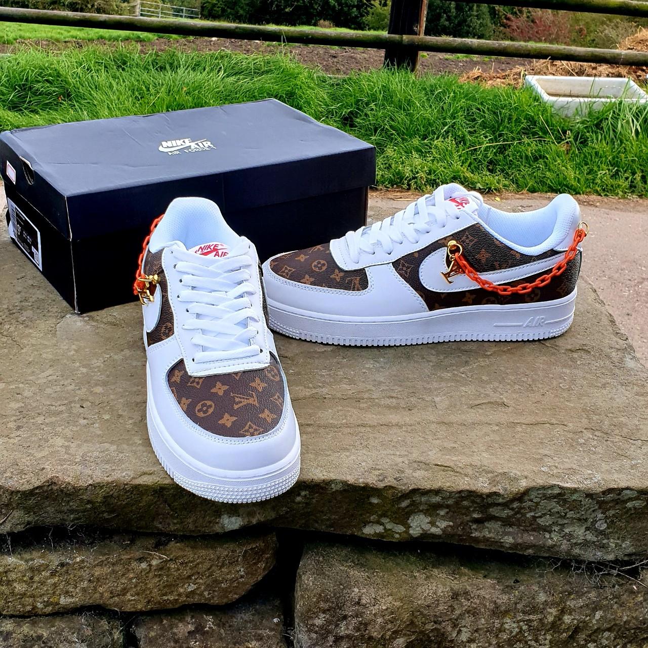 Customized Nike Air Force 1's with a Louis Vuitton - Depop