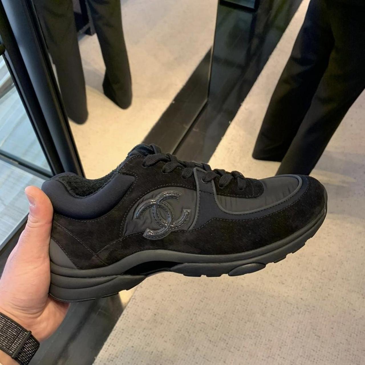 CHANEL SUEDE TRIPLE BLACK RUNNERS, ~Size 10 available