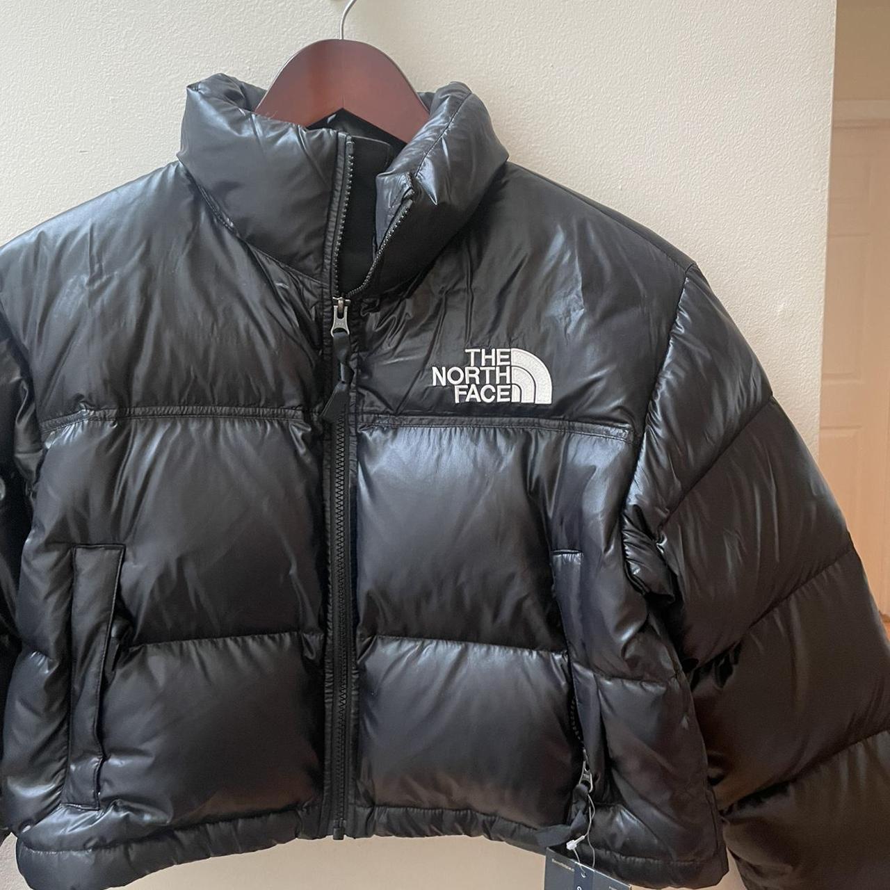 North Face 1996 Retro Nuptse Black Cropped Puffer... - Depop