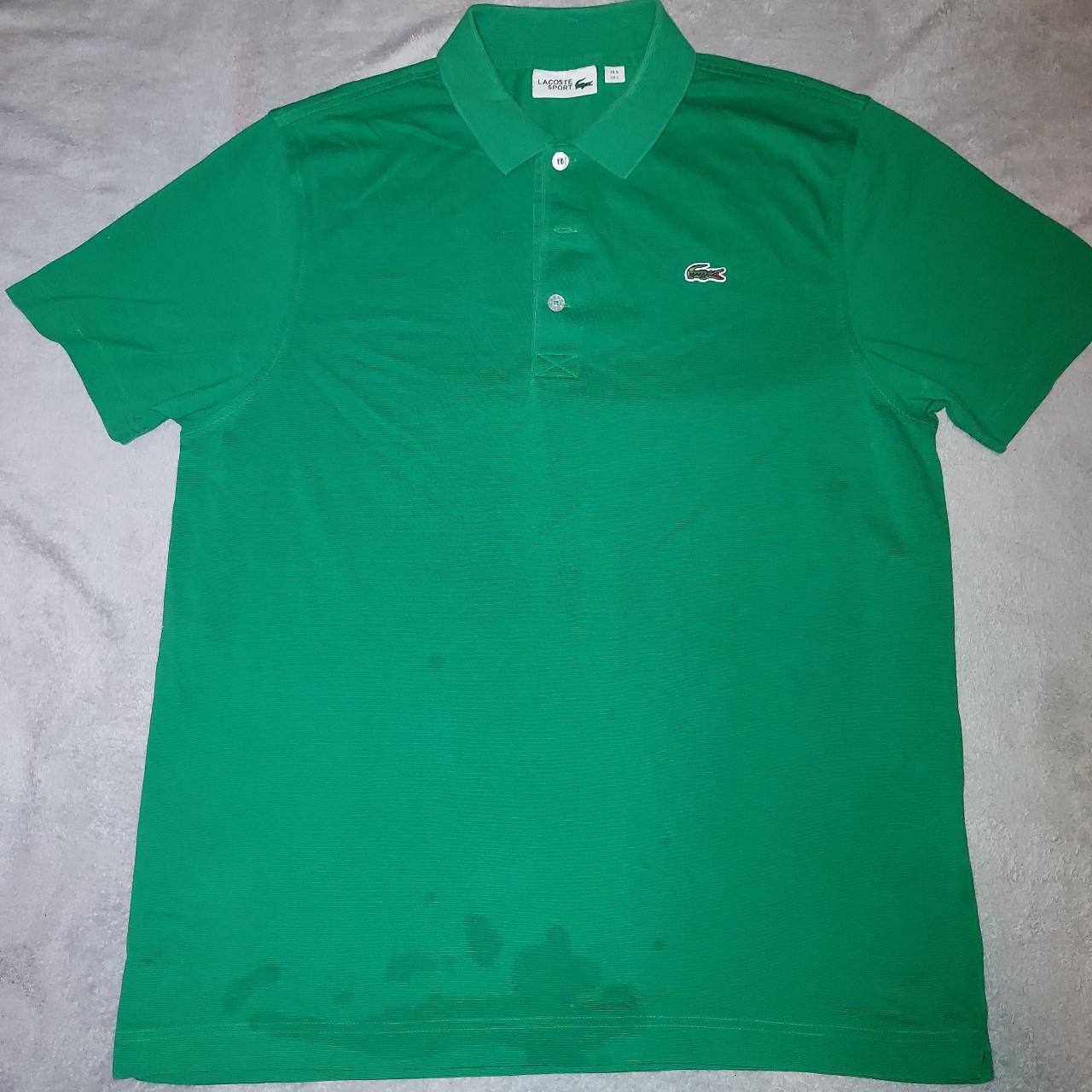 Lacoste polo shirt, green. Has some stain on the... - Depop