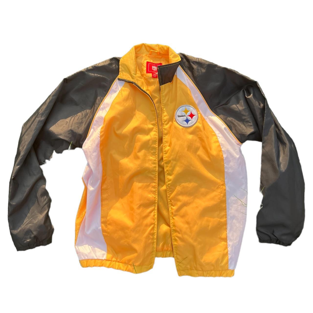 Y2K Pittsburgh Steelers Leather NFL Bomber Jacket - Depop