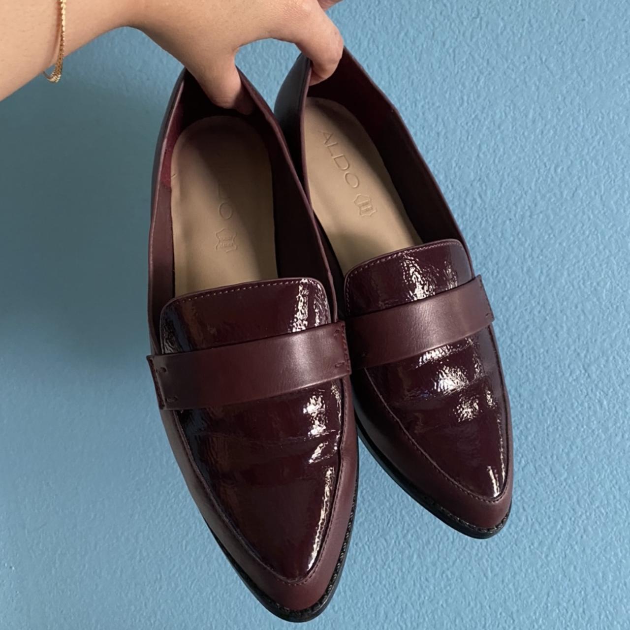 ALDO Women's Burgundy Loafers | Depop