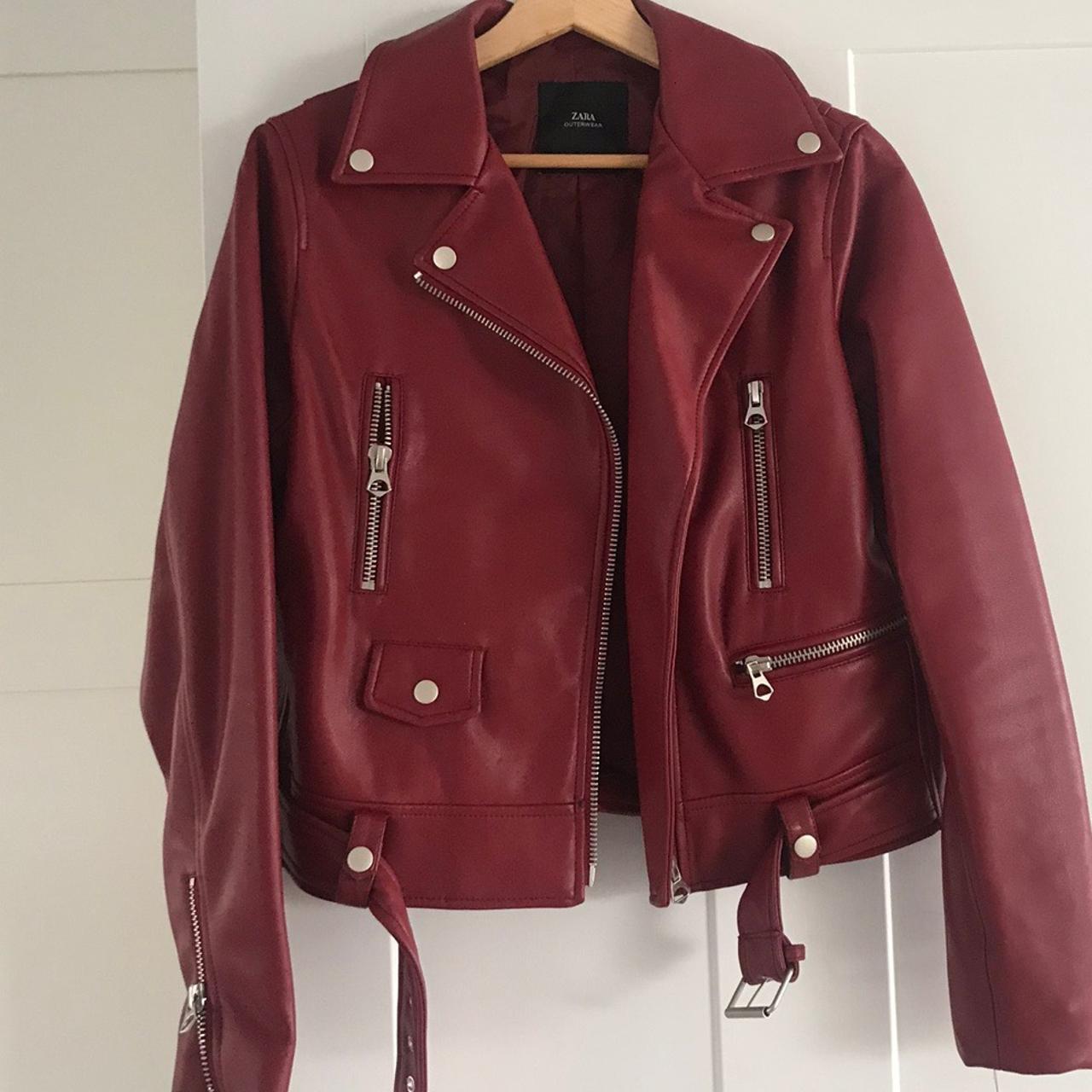 Dark red leather jacket. Pretty much perfect... - Depop