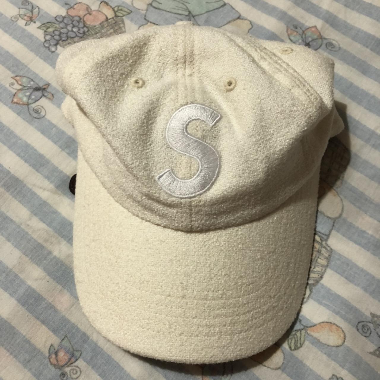 supreme terry S logo 6-panel white cap Cappello... - Depop