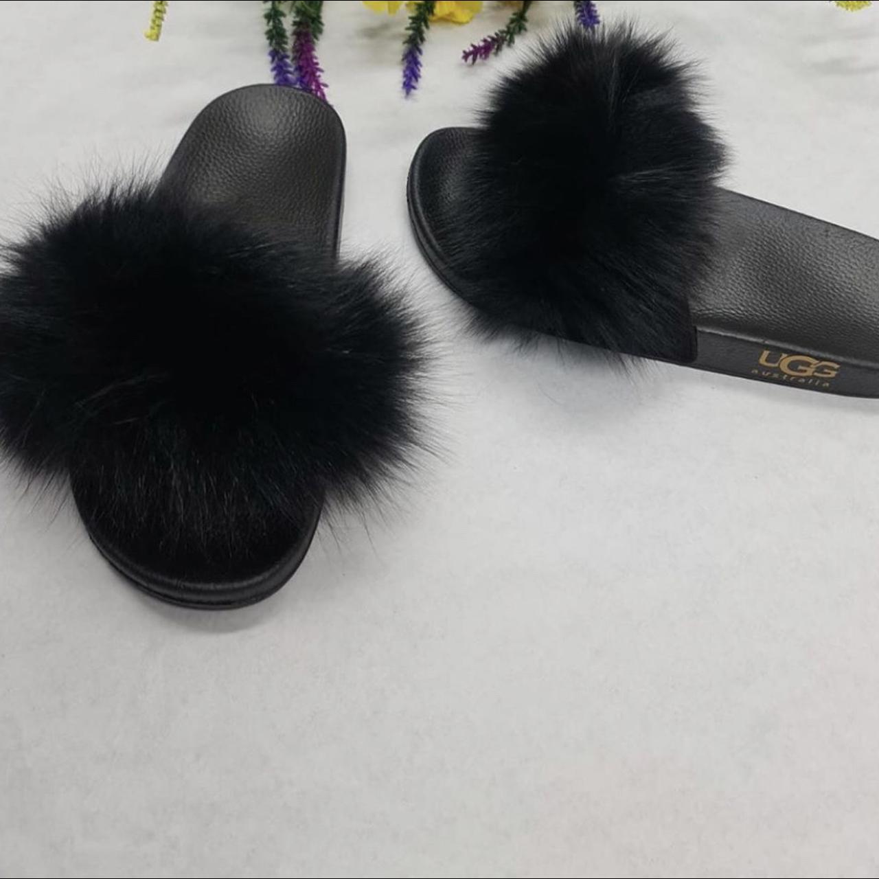 Designer discount fluffy sliders