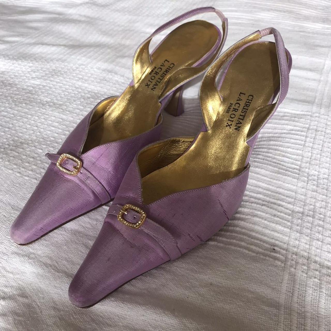 Diamanté lilac Christian lacroix kitten heels.... - Depop