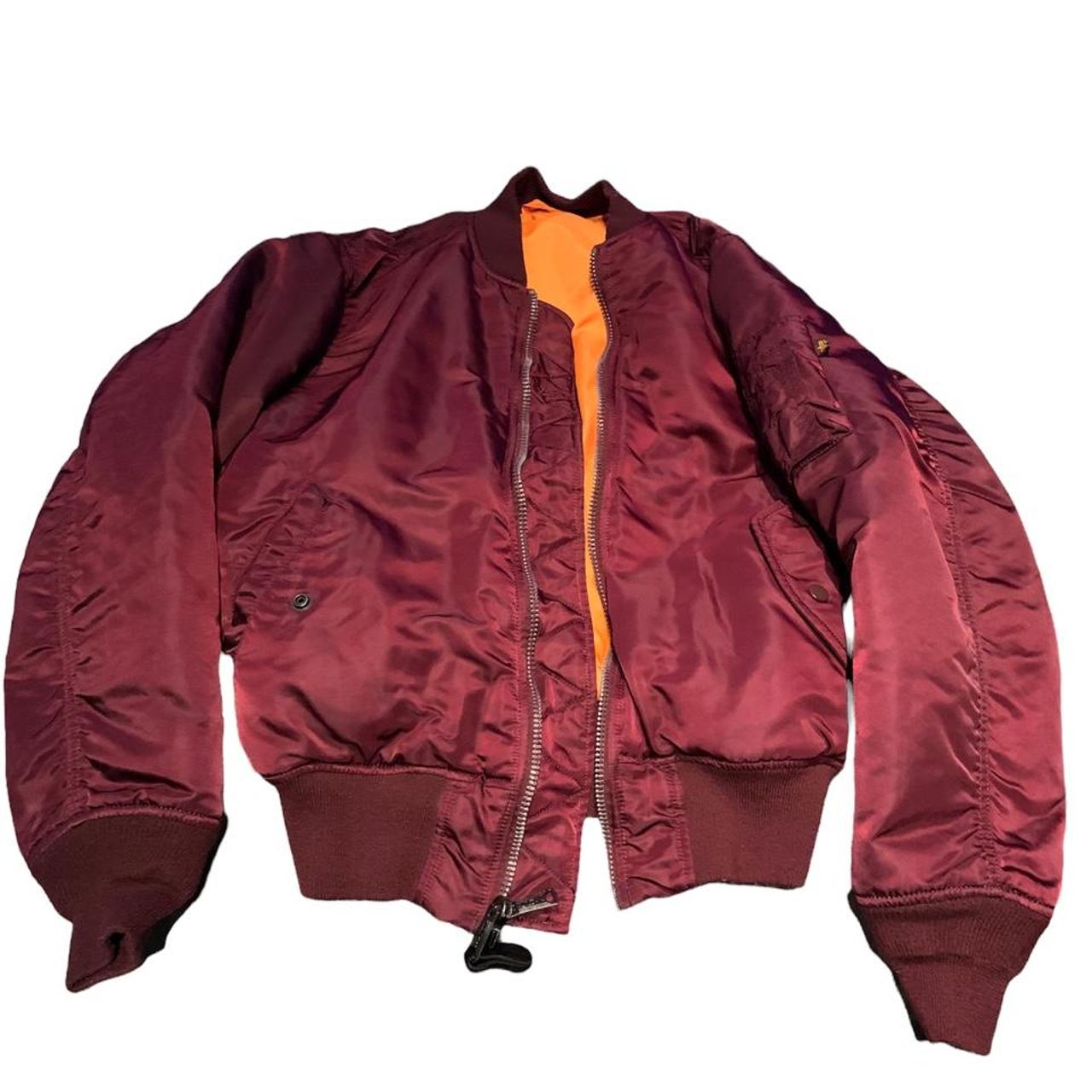 Alpha Industries Maroon Burgundy Bomber Jacket Size ... - Depop