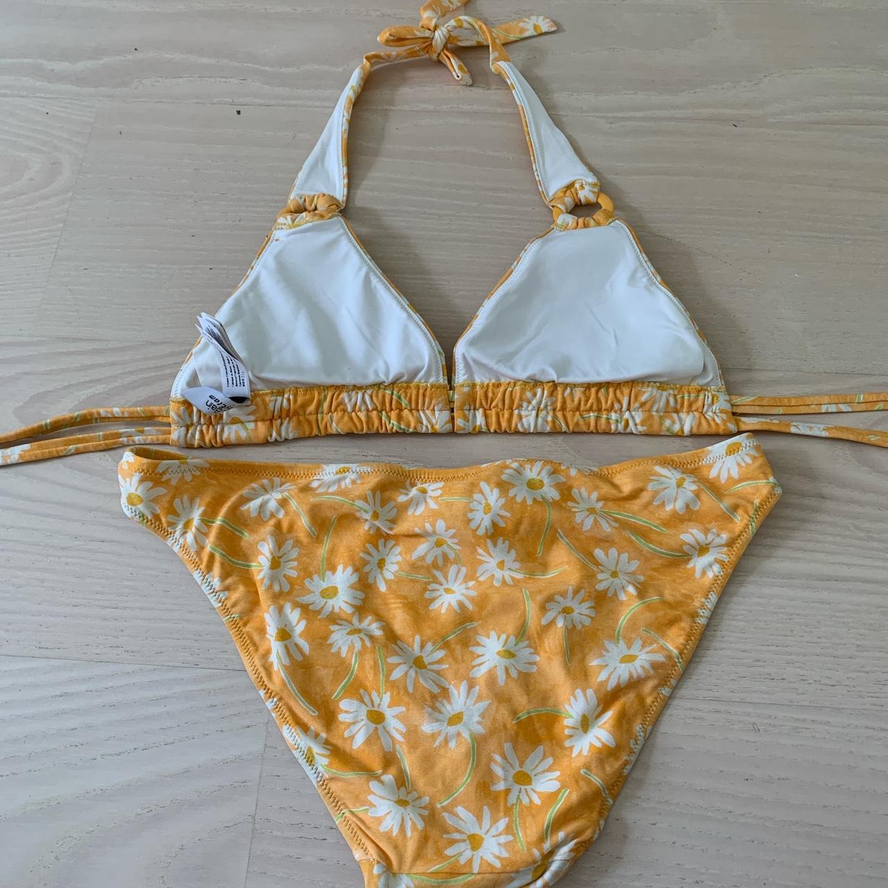 Etam Women's Orange and White Bikinisandtankinisets Depop