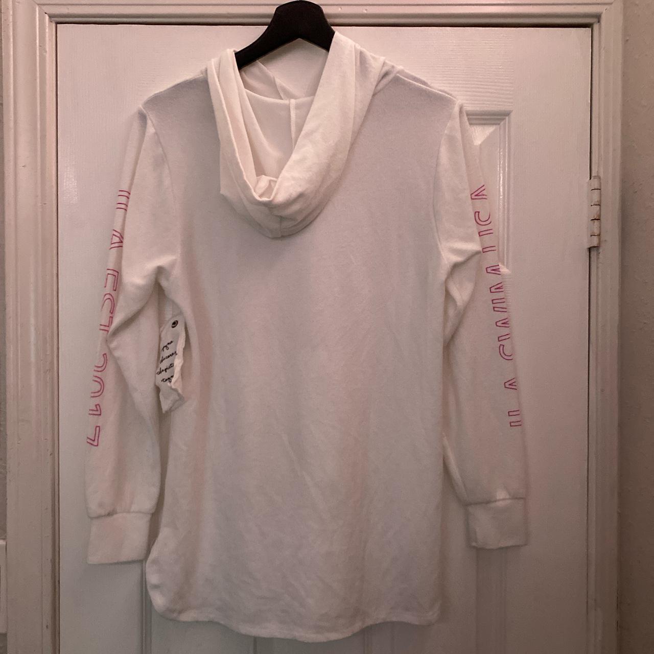 3LAB Women's White and Pink Hoodie (2)