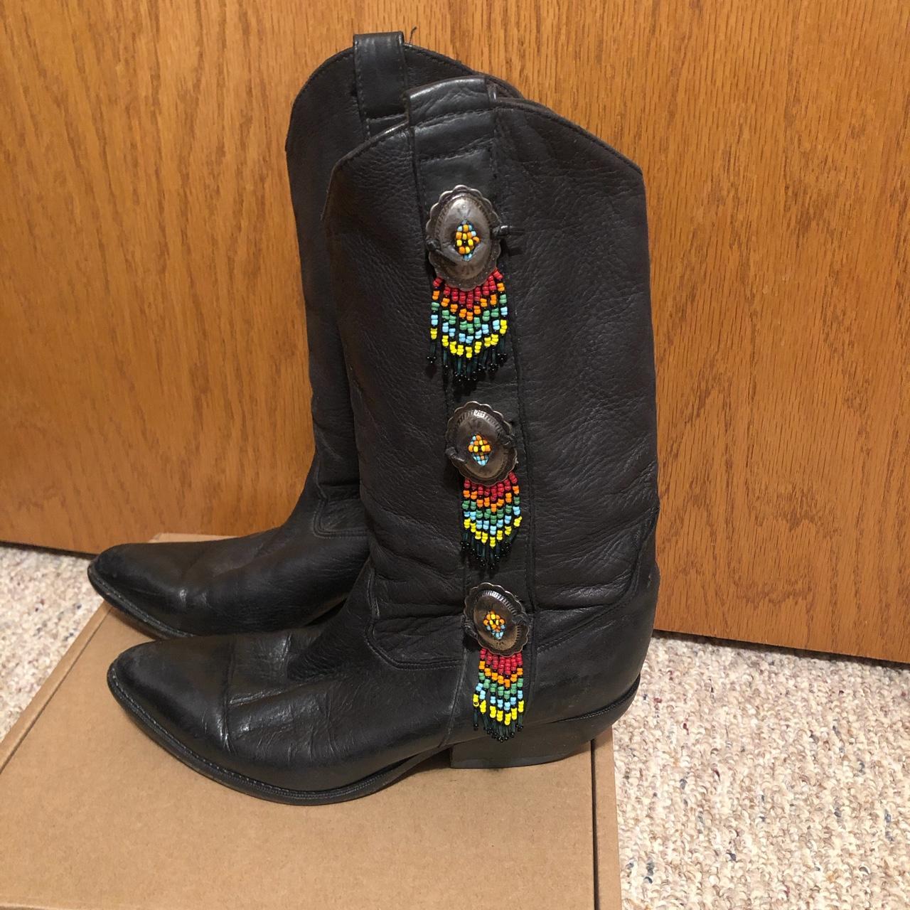 Vintage black leather zodiac boots. Size 8. zodiac... Depop