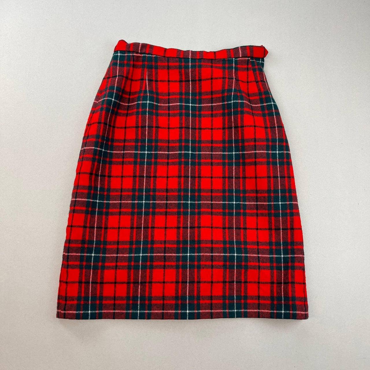 Vintage Pendleton Plaid Midi Skirt Womens 12 Red... - Depop