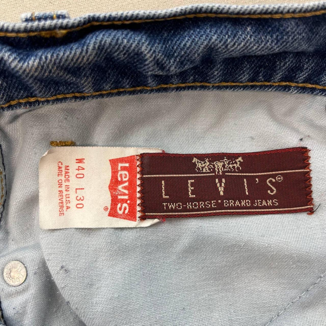 Vintage Levis Two Horse Jeans Mens 40x30 Blue Denim... - Depop