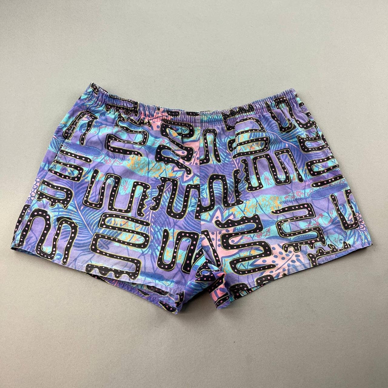 Vintage Cheetah Patterned Shorts Mens Large Purple Depop