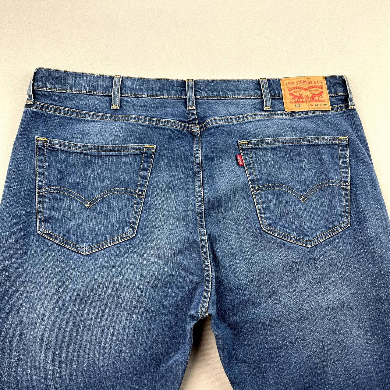 Levis 505 Jeans Mens 42x32 Blue Denim Regular Fit... - Depop