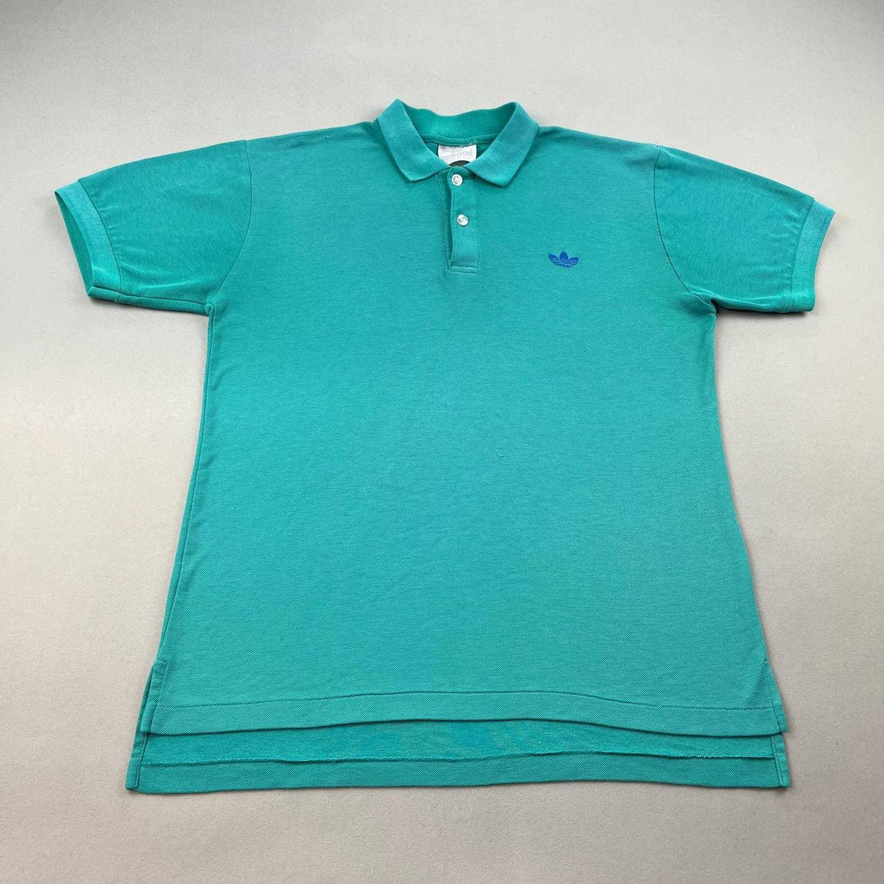 Vintage Adidas Polo Shirt Adult Small Turquoise Blue... Depop