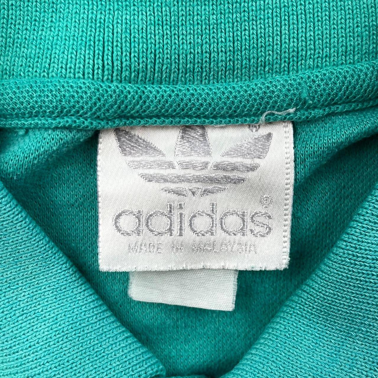 Vintage Adidas Polo Shirt Adult Small Turquoise Blue... - Depop