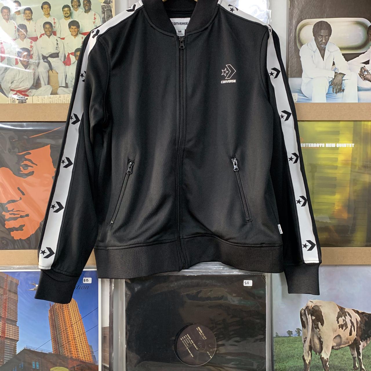 Converse track jacket black trackjacket converse... Depop
