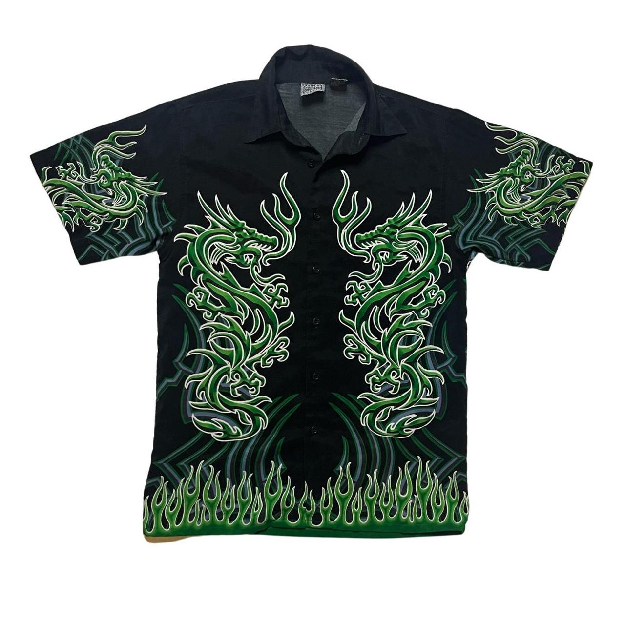 Men's Black and Green Shirt | Depop