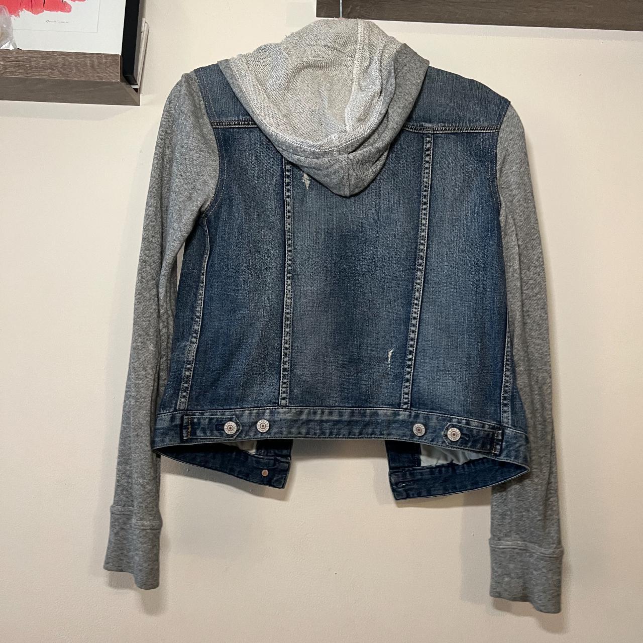 Express Denim Jacket With Built In Hoodie Size... - Depop