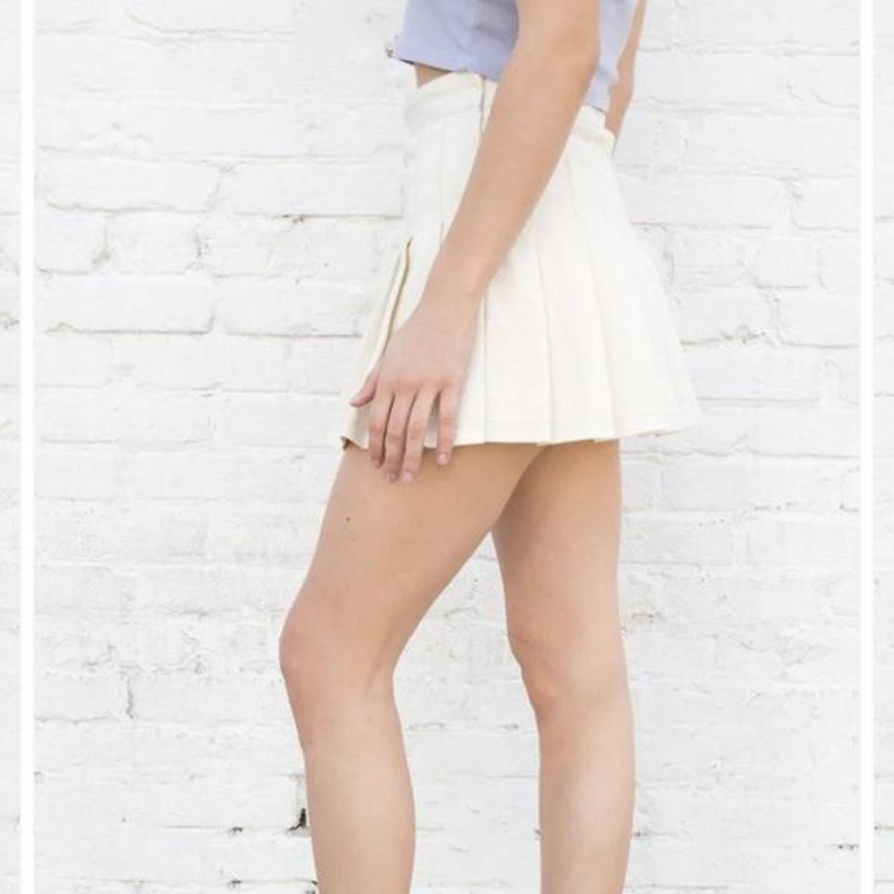 Brandy Melville Women's White and Cream Skirt Depop