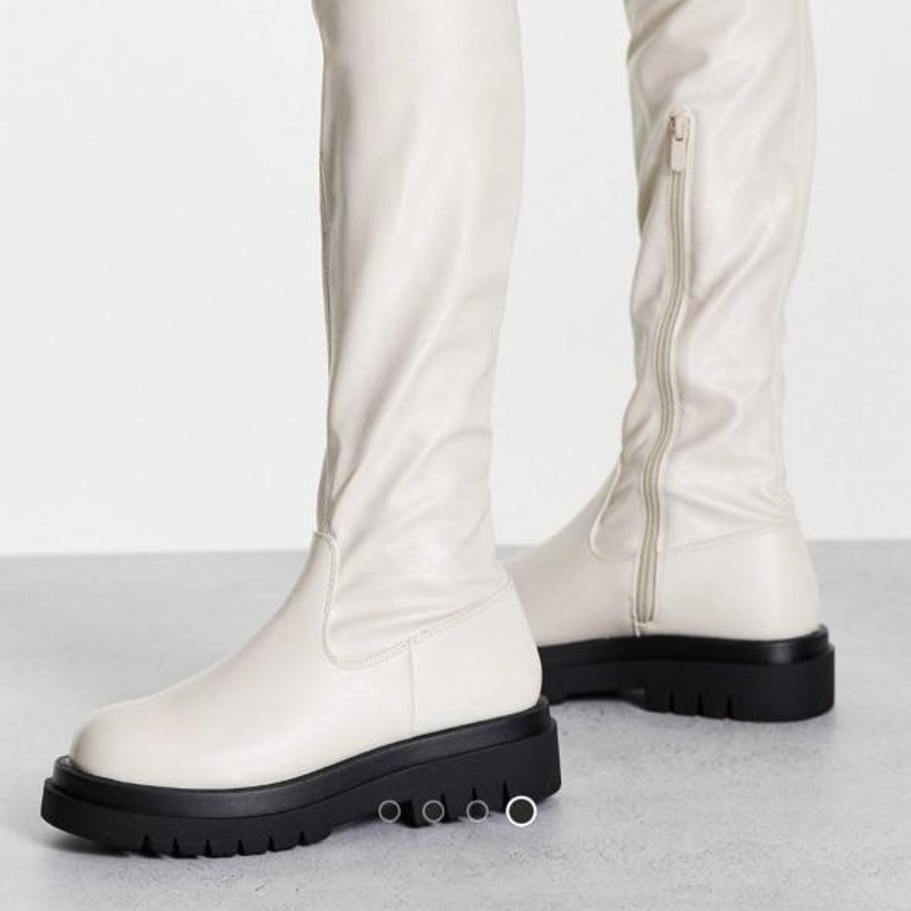 ASOS Women's Cream and White Boots Depop