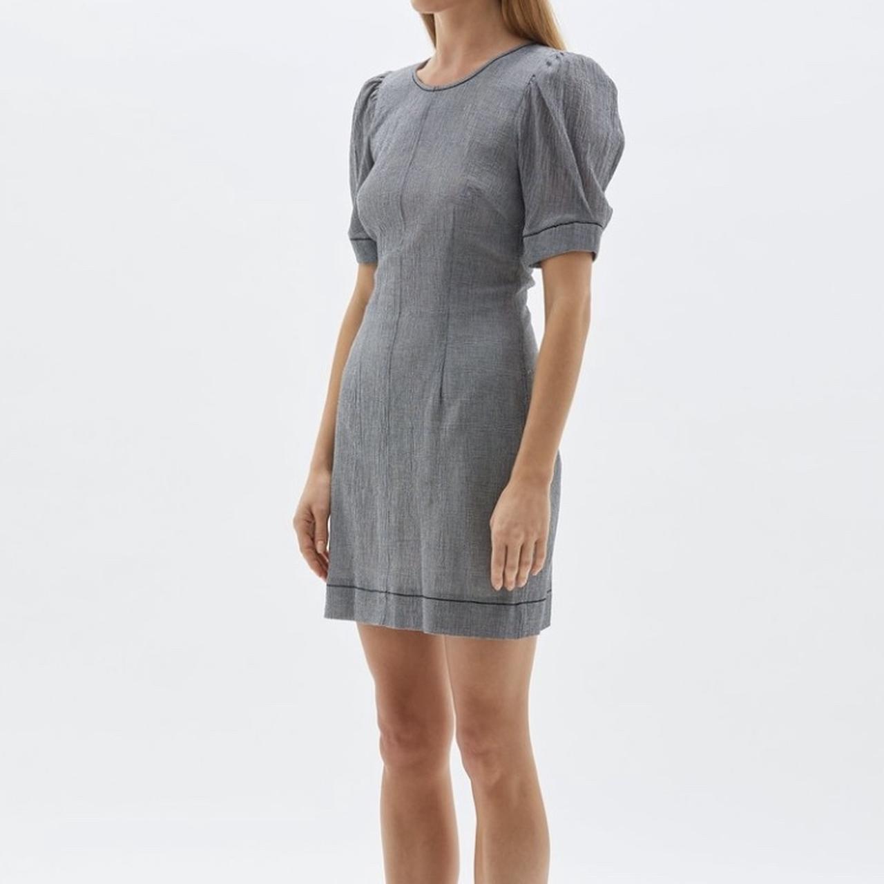 Bassike Gathered Sleeve Check Dress slim Depop