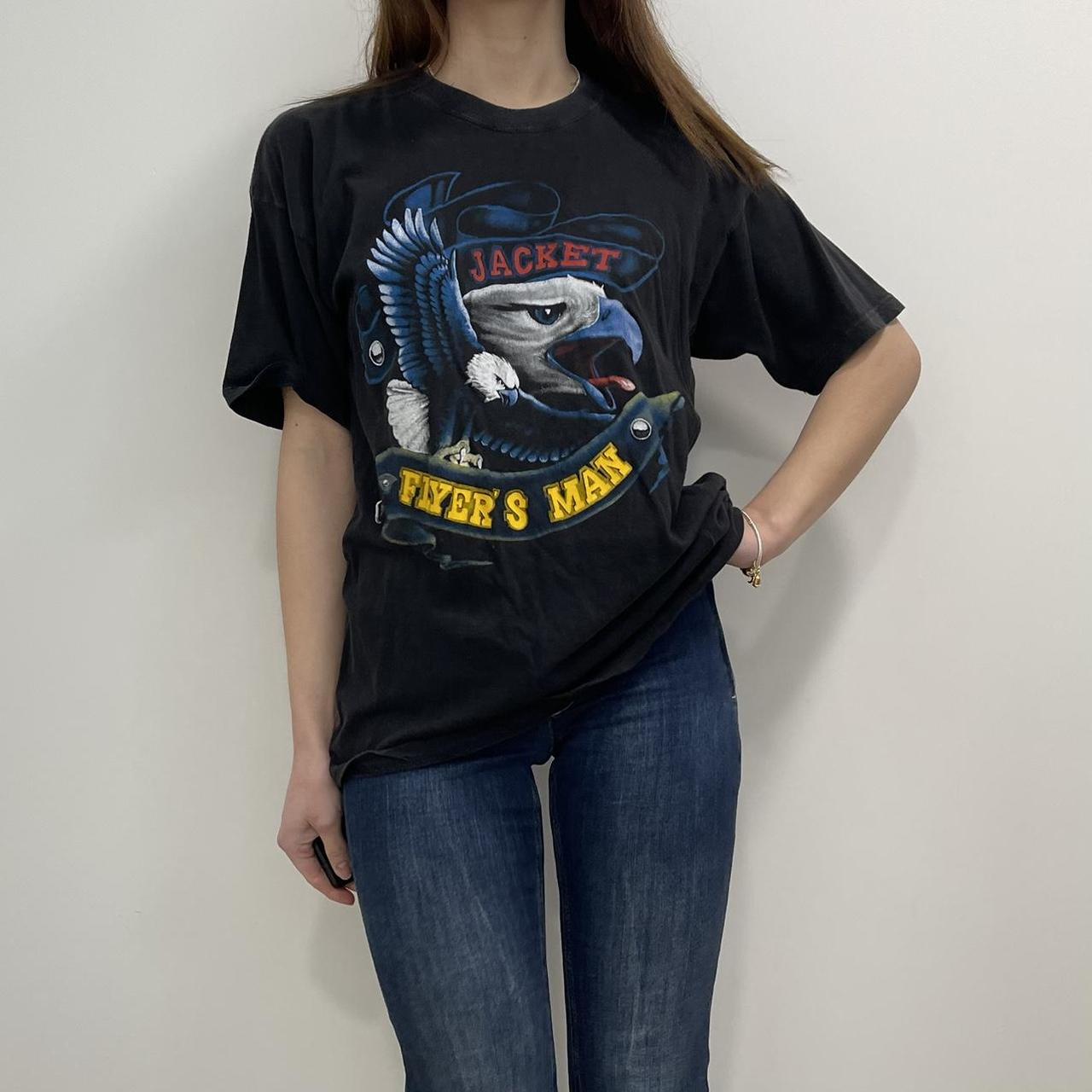 Eagle graphic black Tshirt Jacket Flyer’s Man... Depop