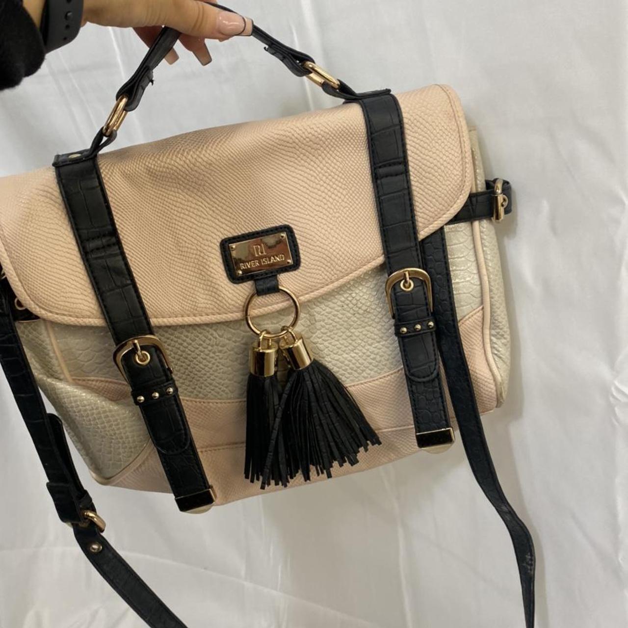 Pink/Nude/Black with tassel River island bag satchel - Depop