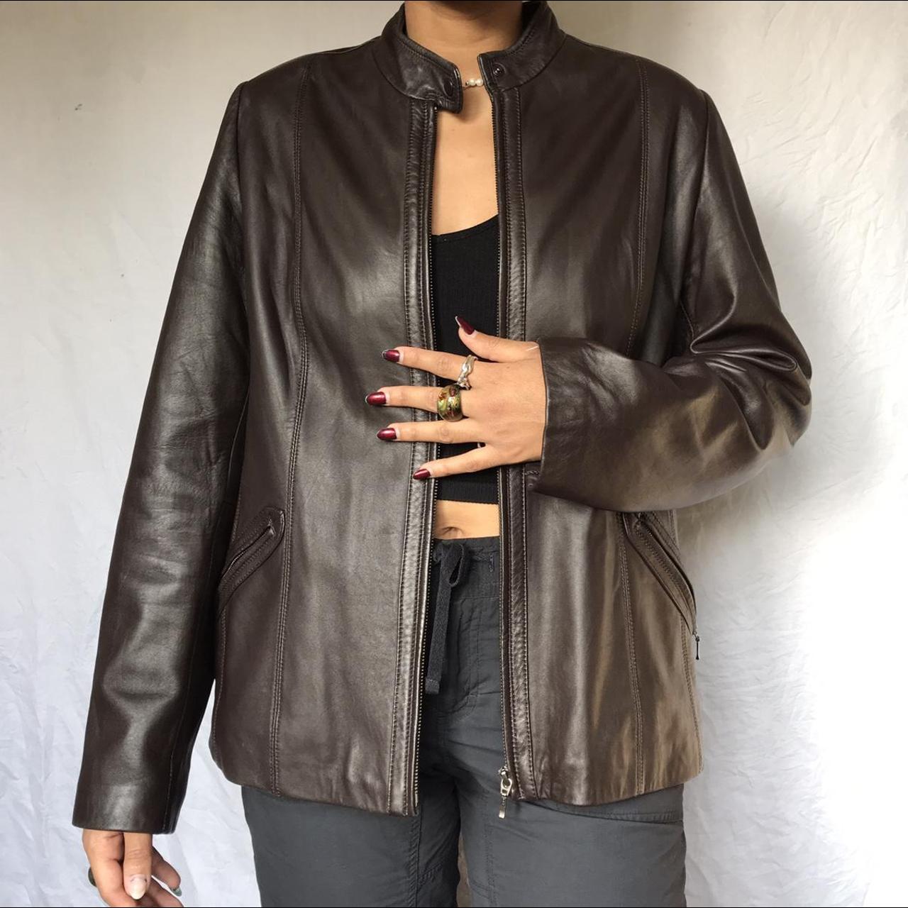 Dark brown leather jacket / real leather coat /... - Depop