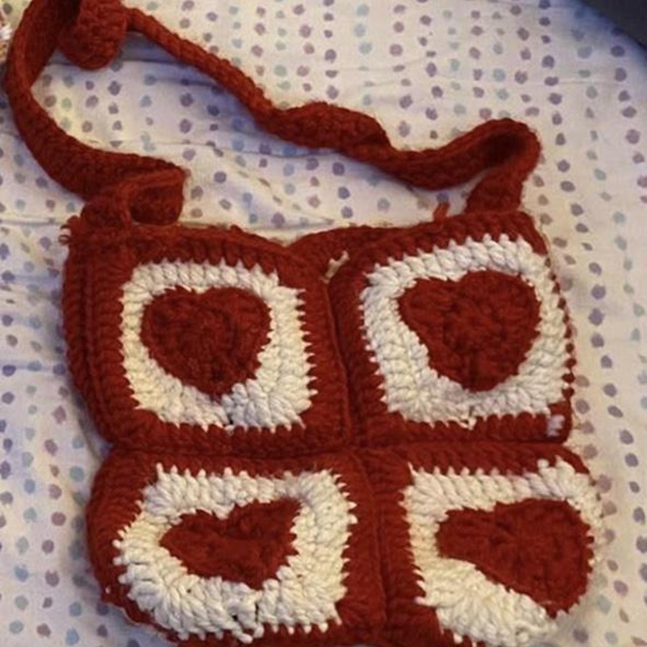 Crochet heart bag made by me) colors can be... Depop