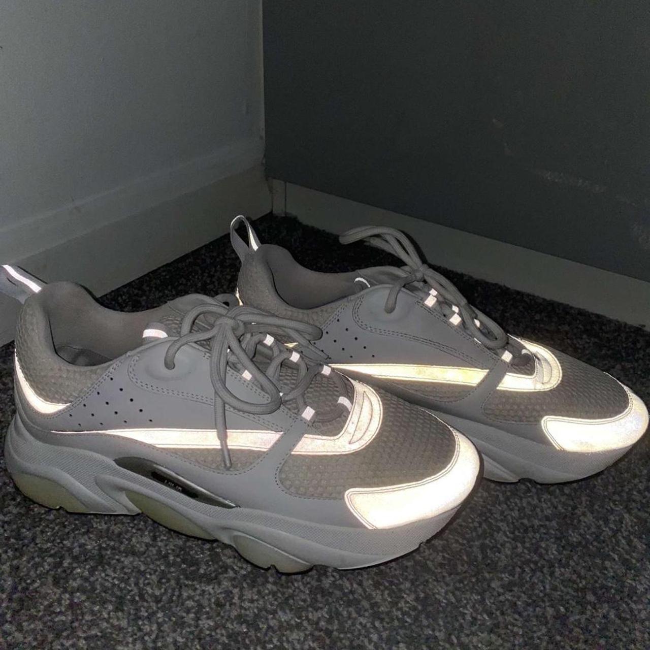 Mens Dior trainers B22 white reflective size 44 good... - Depop