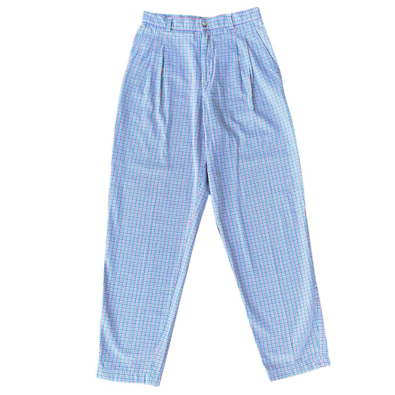Vintage colorful plaid Lizsport pants. Lightweight... - Depop
