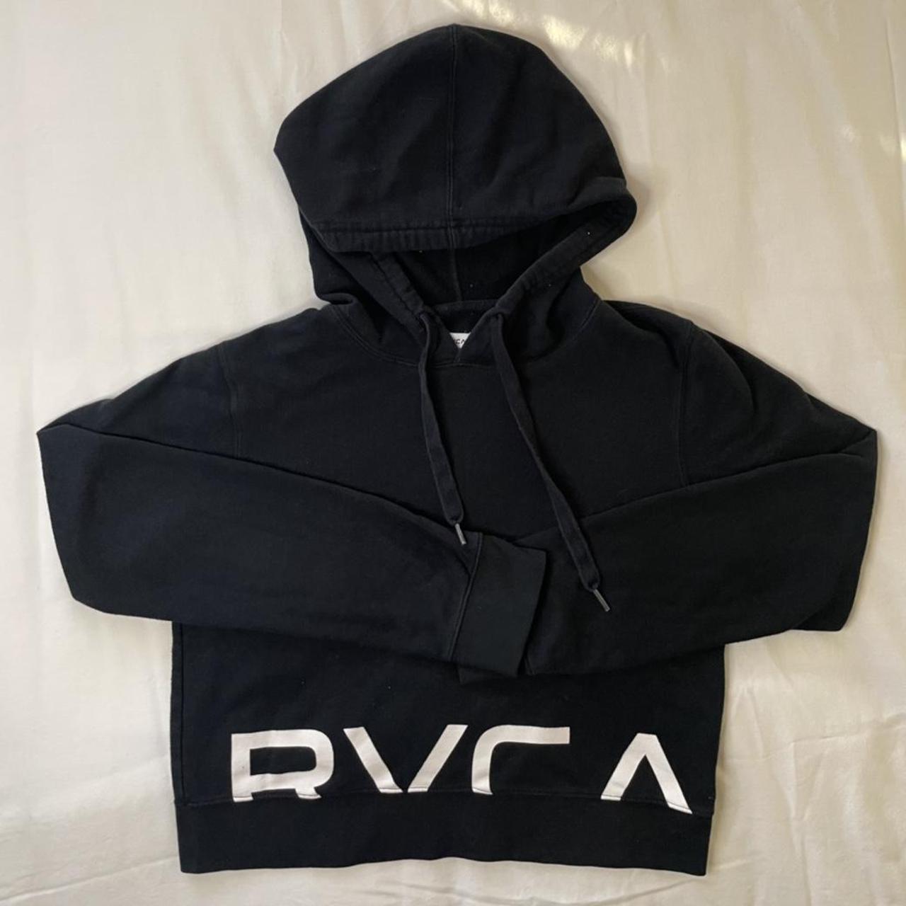 tillys cropped rvca hoodie black with white rvca Depop