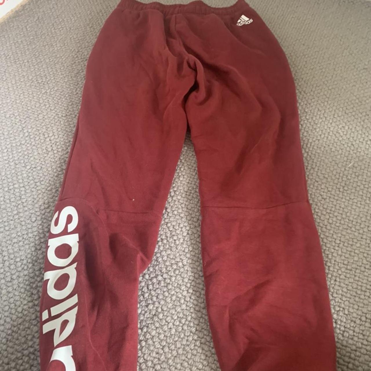 burgundy adidas tracksuit bottoms