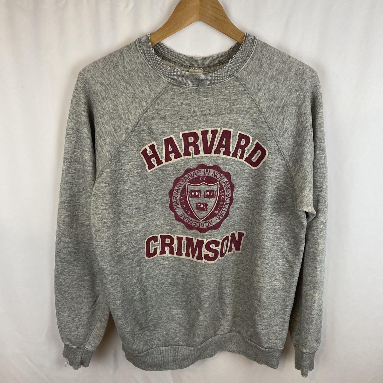 Vintage Distressed 80s Harvard Crimson Tultex... - Depop