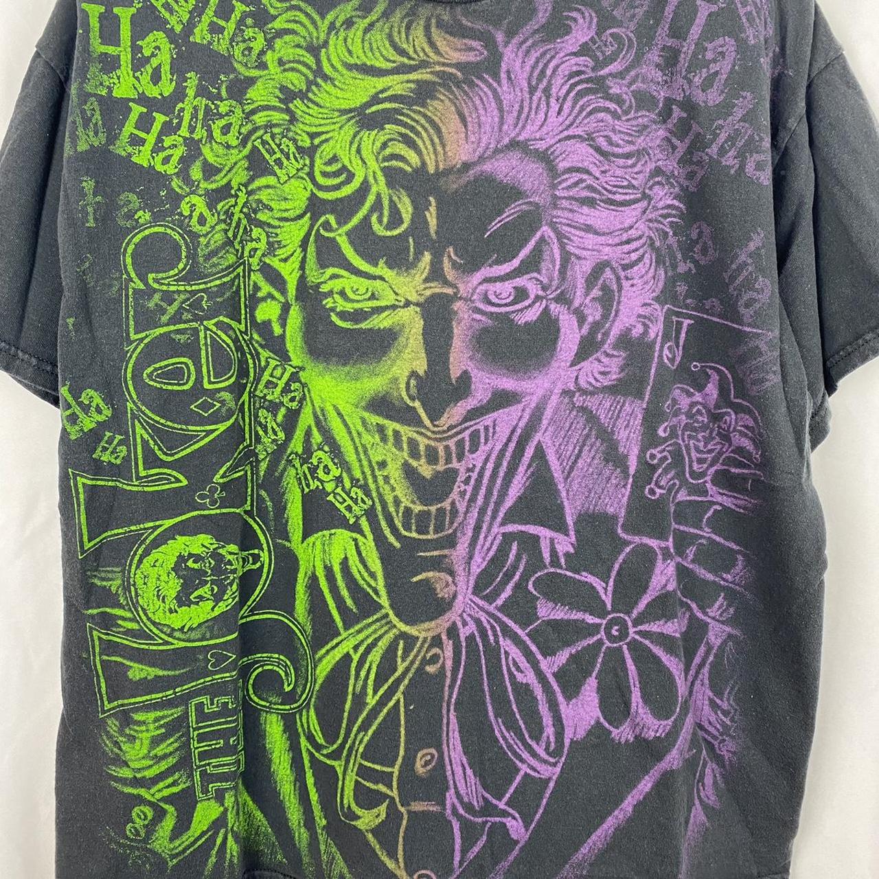 Y2K Joker Batman Green Purple All Over Print Black... - Depop