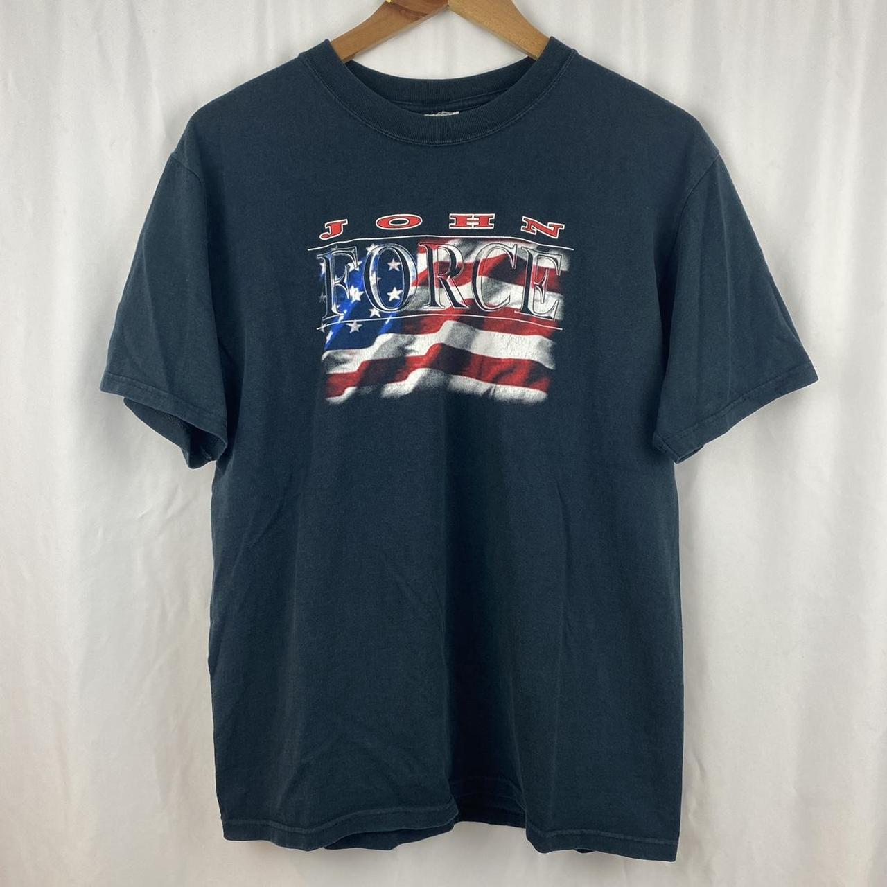 2002 John Force American Flag Black Graphic T-Shirt... - Depop