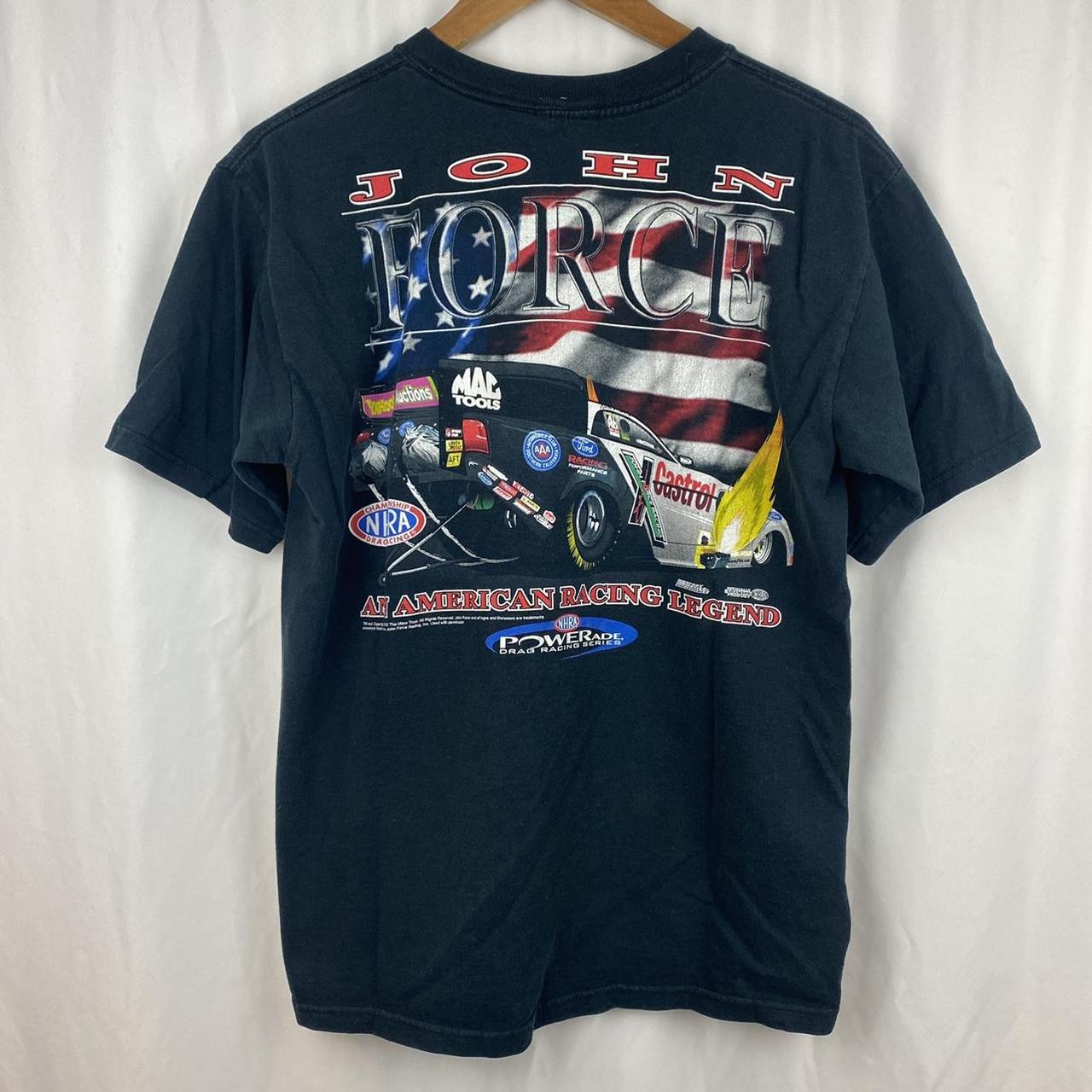 2002 John Force American Flag Black Graphic T-Shirt... - Depop